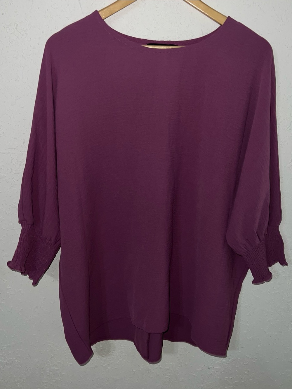 Dokotoo Purple Long Sleeve Blouse with Elastic Cuffs Size Large.